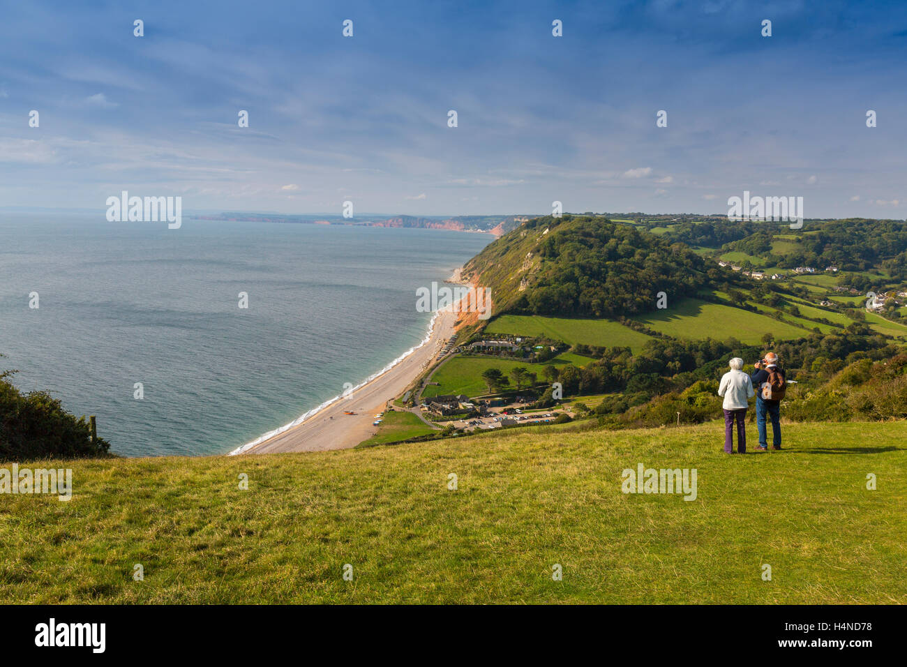 Looking west from the top of East Cliff near Branscombe on the Jurassic Coast of South Devon, England, UK Stock Photo