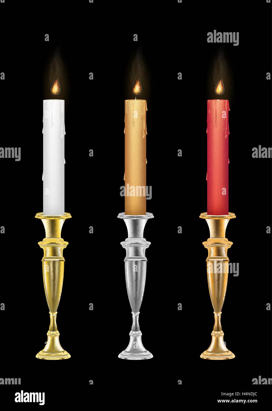 Candle holders with burning candle Stock Vector Image & Art Alamy