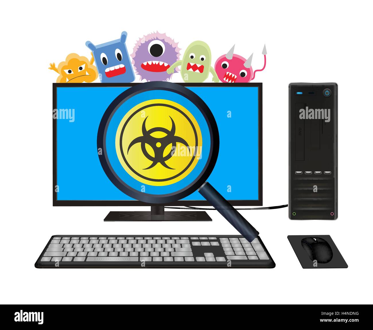 desktop computer with virus computer scanning Stock Vector Image & Art ...