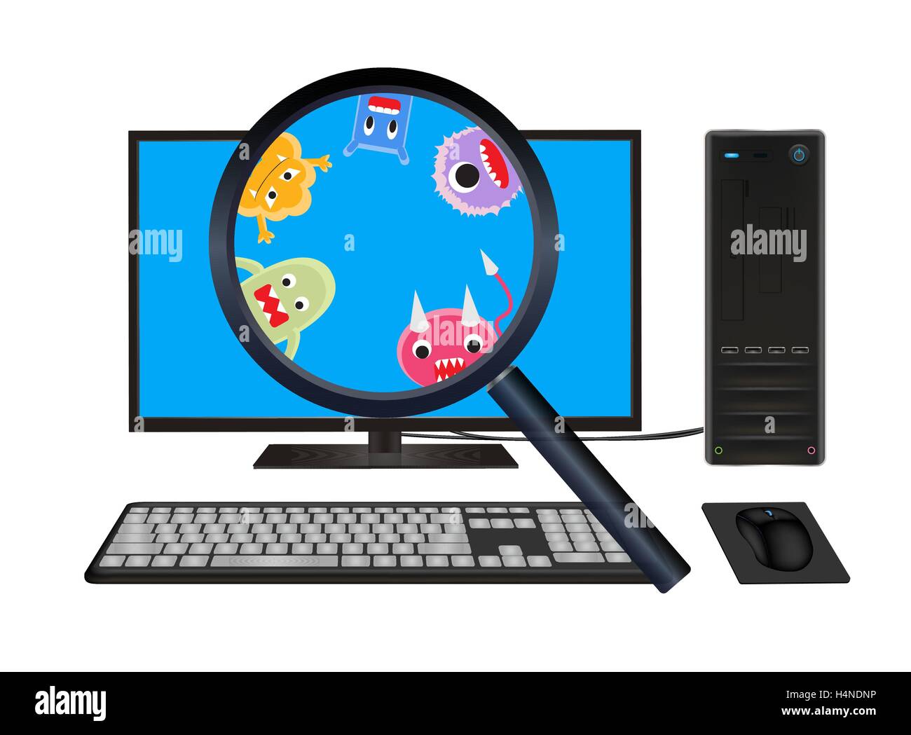 desktop computer with virus computer scanning Stock Vector Image & Art ...