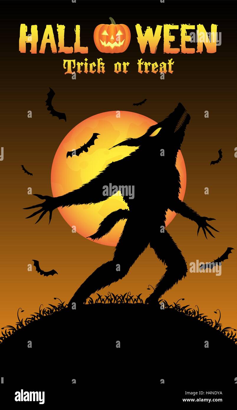 howling werewolf with halloween background Stock Vector Image & Art Alamy
