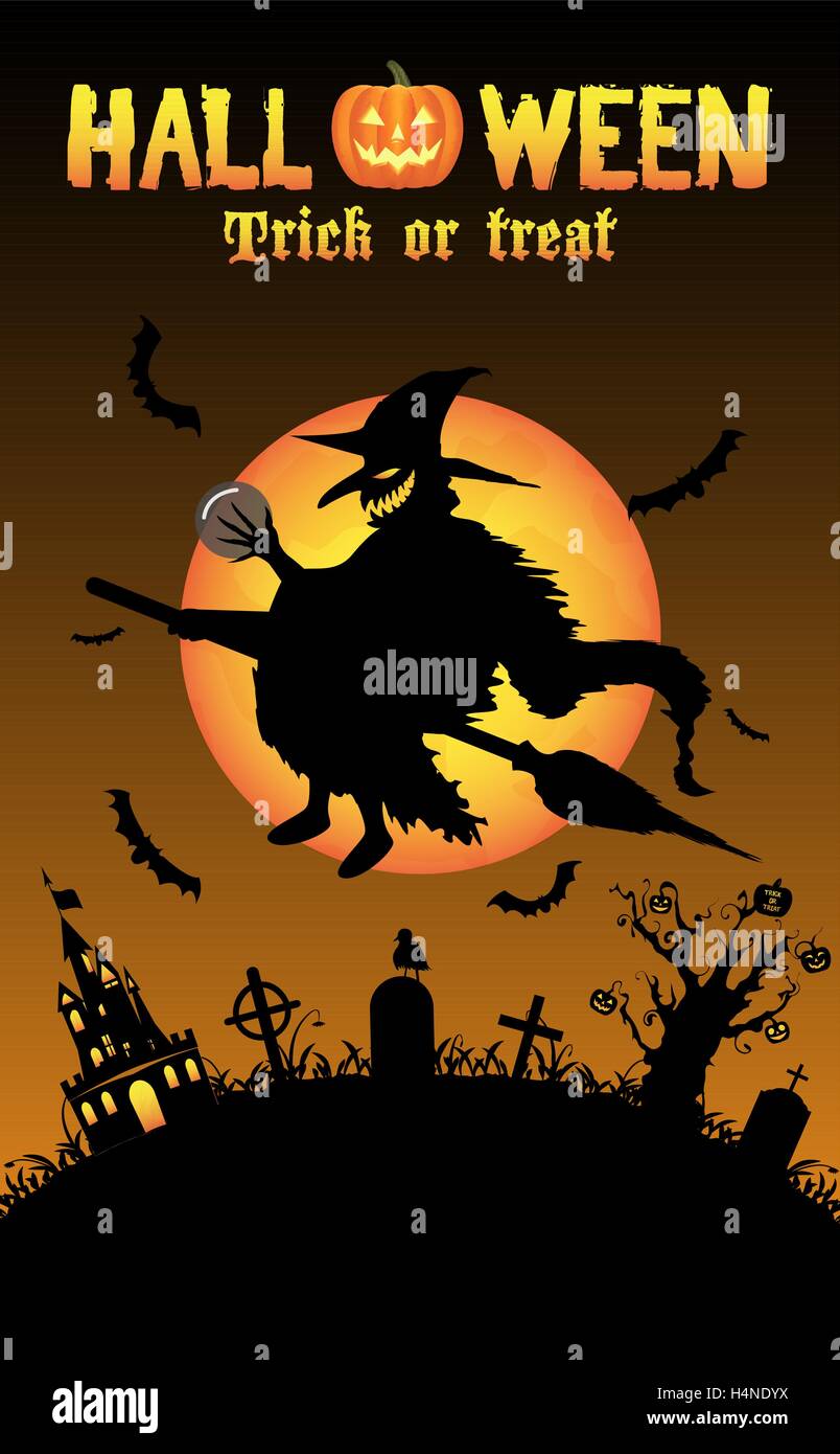 witch with halloween background Stock Vector Image & Art - Alamy