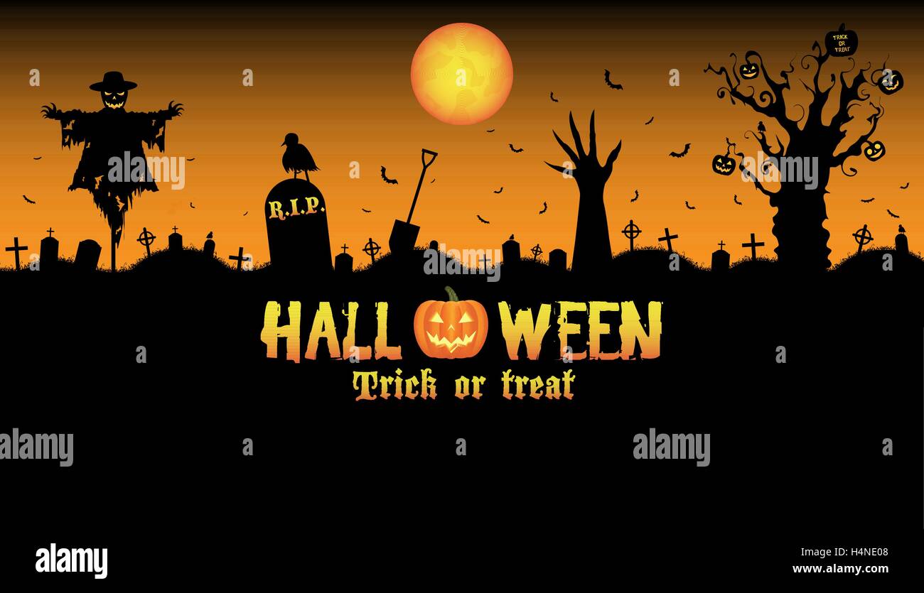 Halloween graveyard background vector Stock Vector Image & Art - Alamy