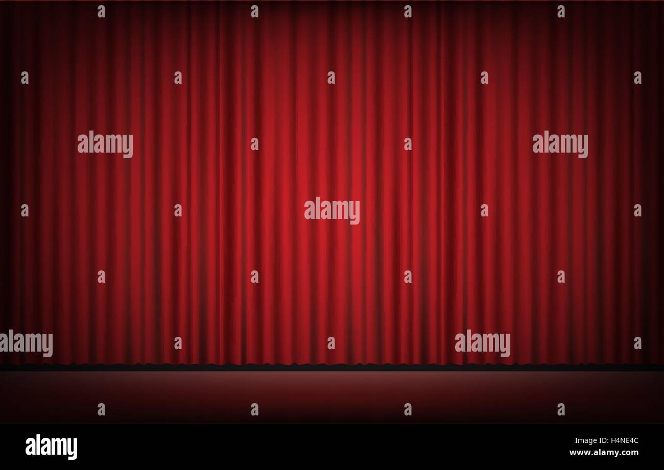 stage with red curtain background Stock Vector Image & Art - Alamy
