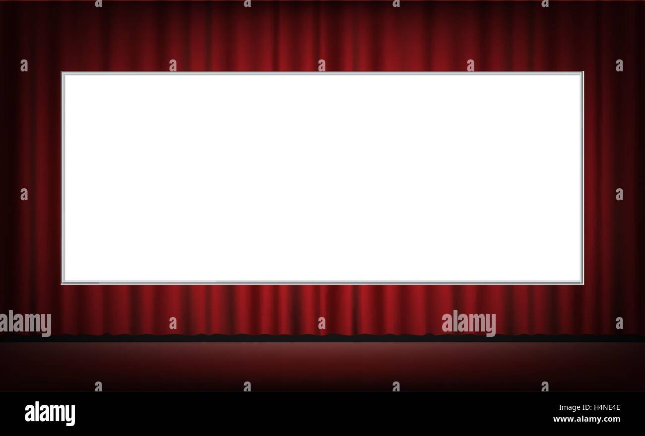 white movie screen with red curtain background Stock Vector Image & Art ...