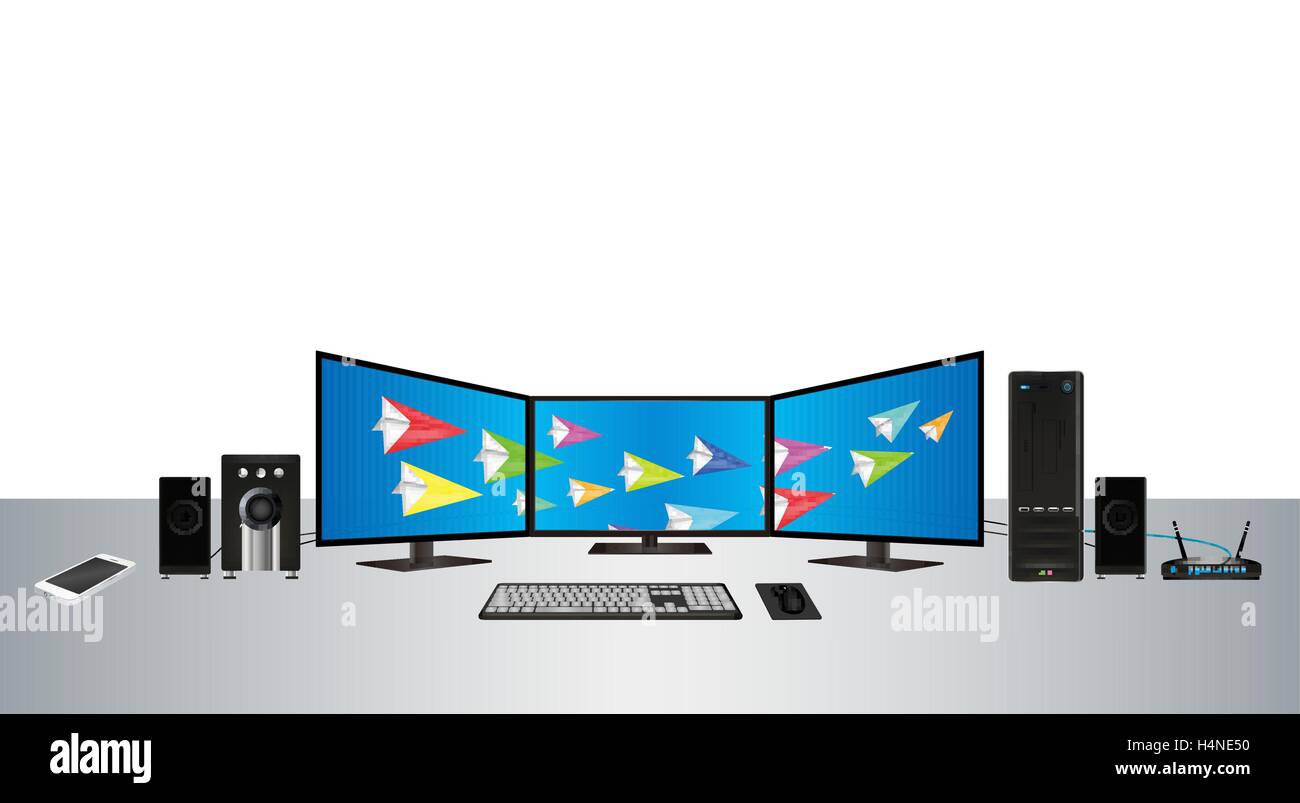 multimonitor desktop personal computer set Stock Vector Image & Art Alamy