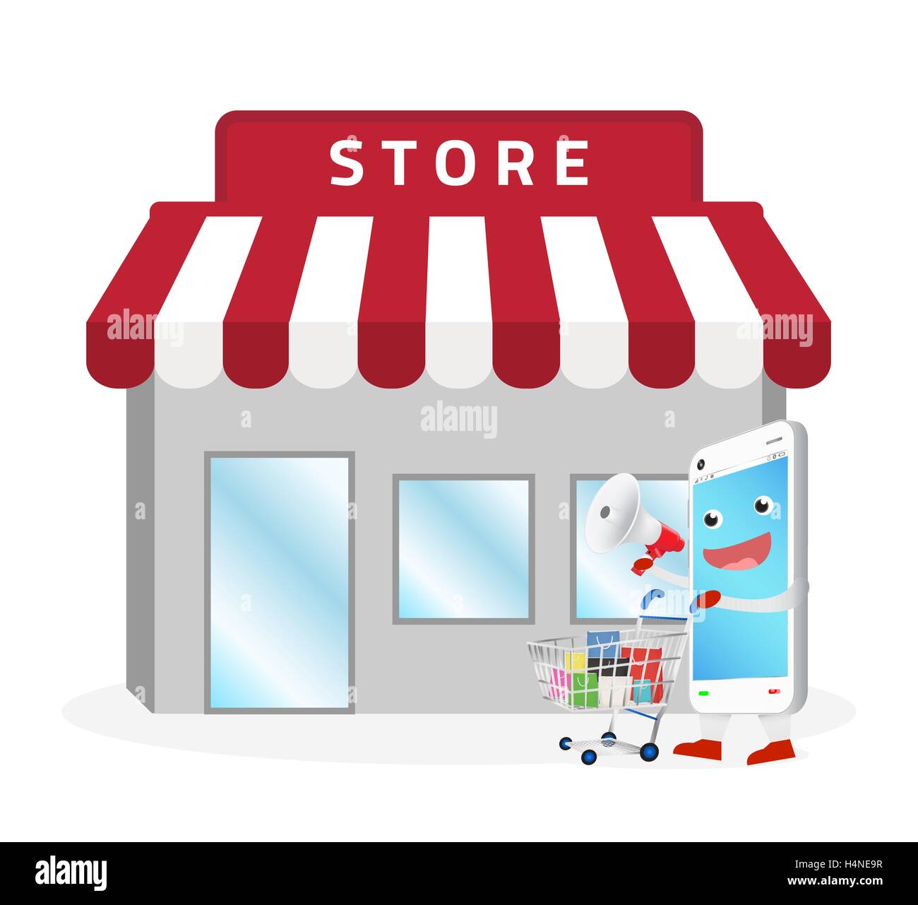 smartphone cartoon shopping at store Stock Vector Image & Art - Alamy