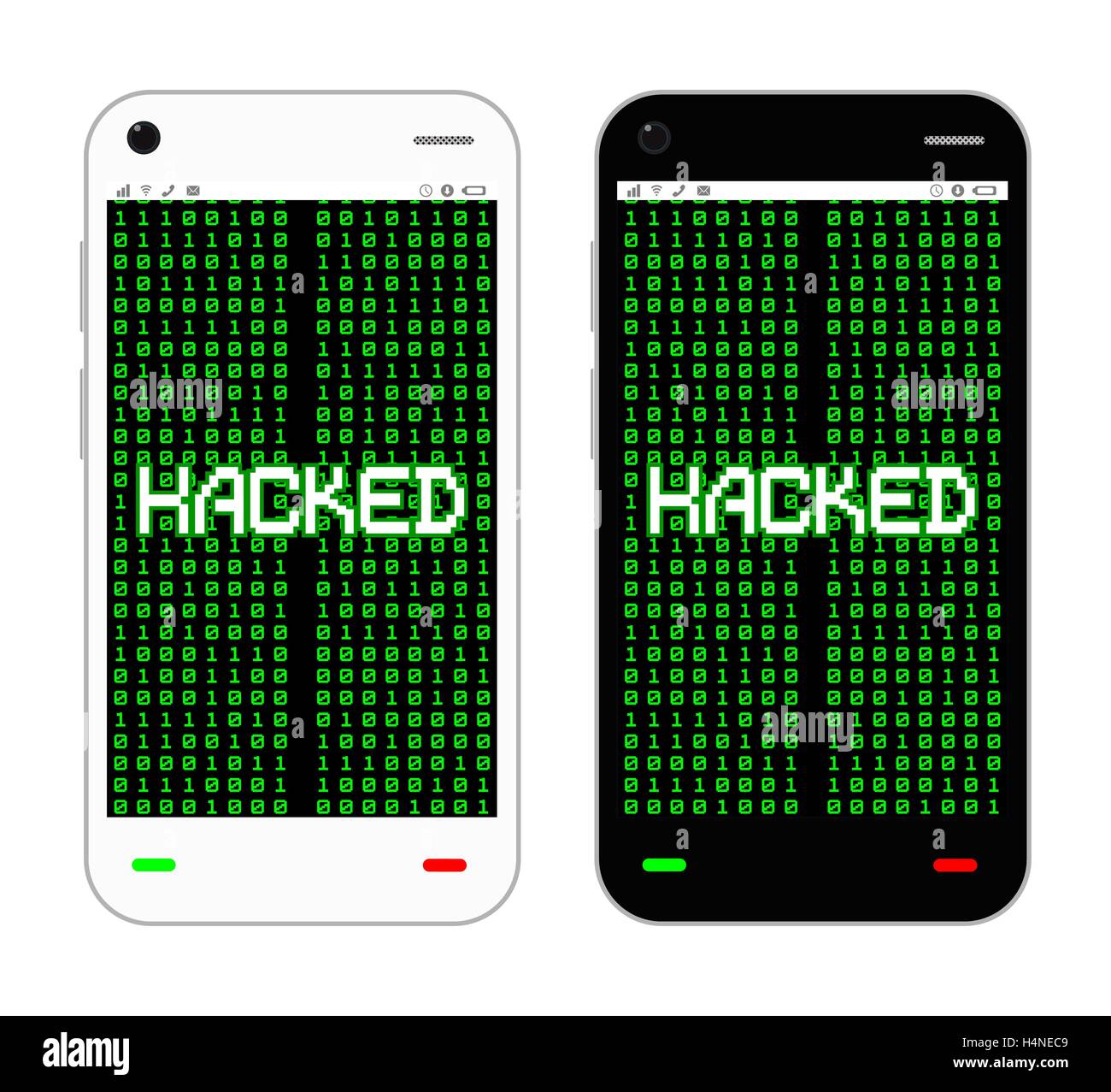 smartphone with hacked on screen Stock Vector