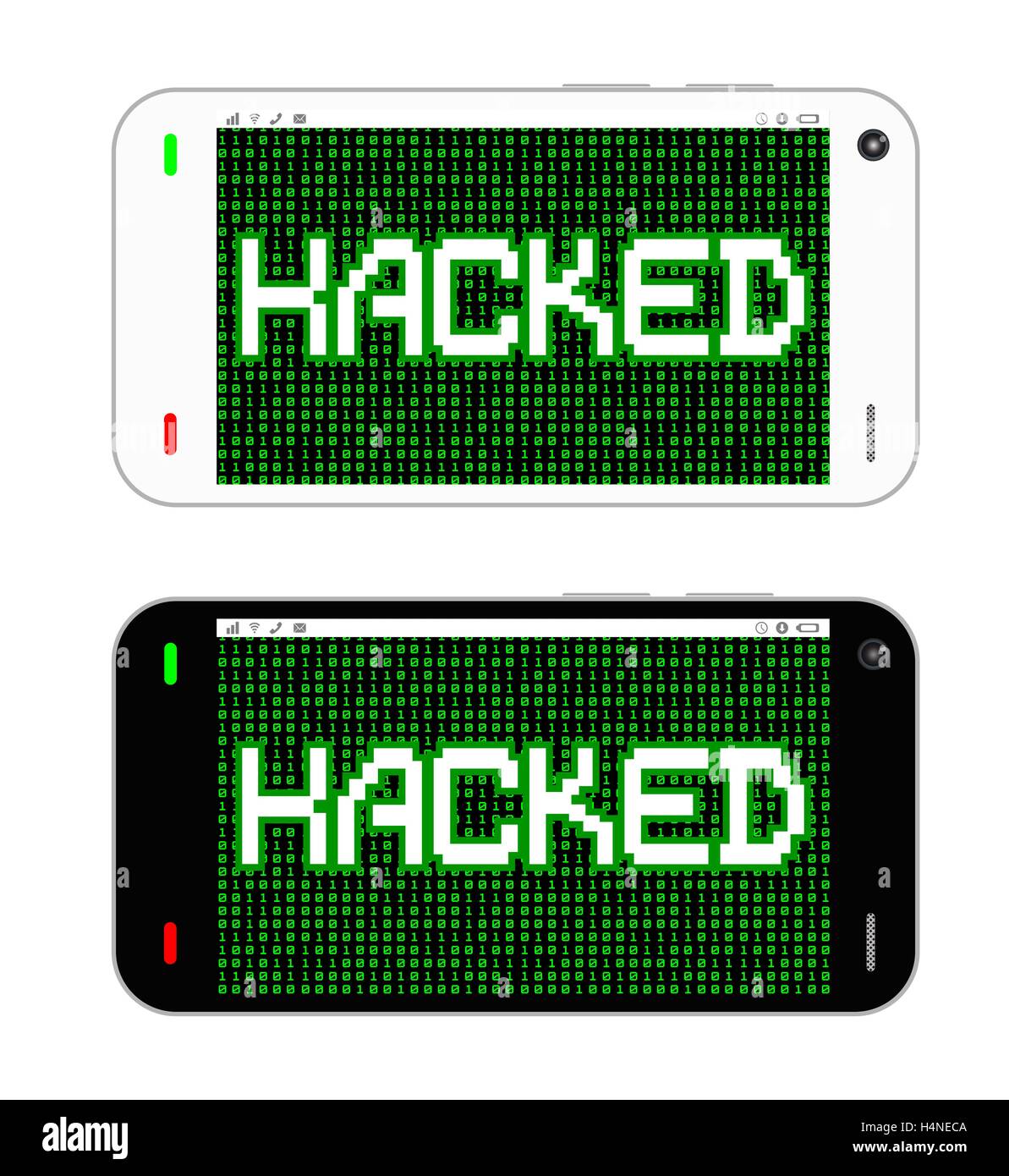 smartphone with hacked on screen Stock Vector