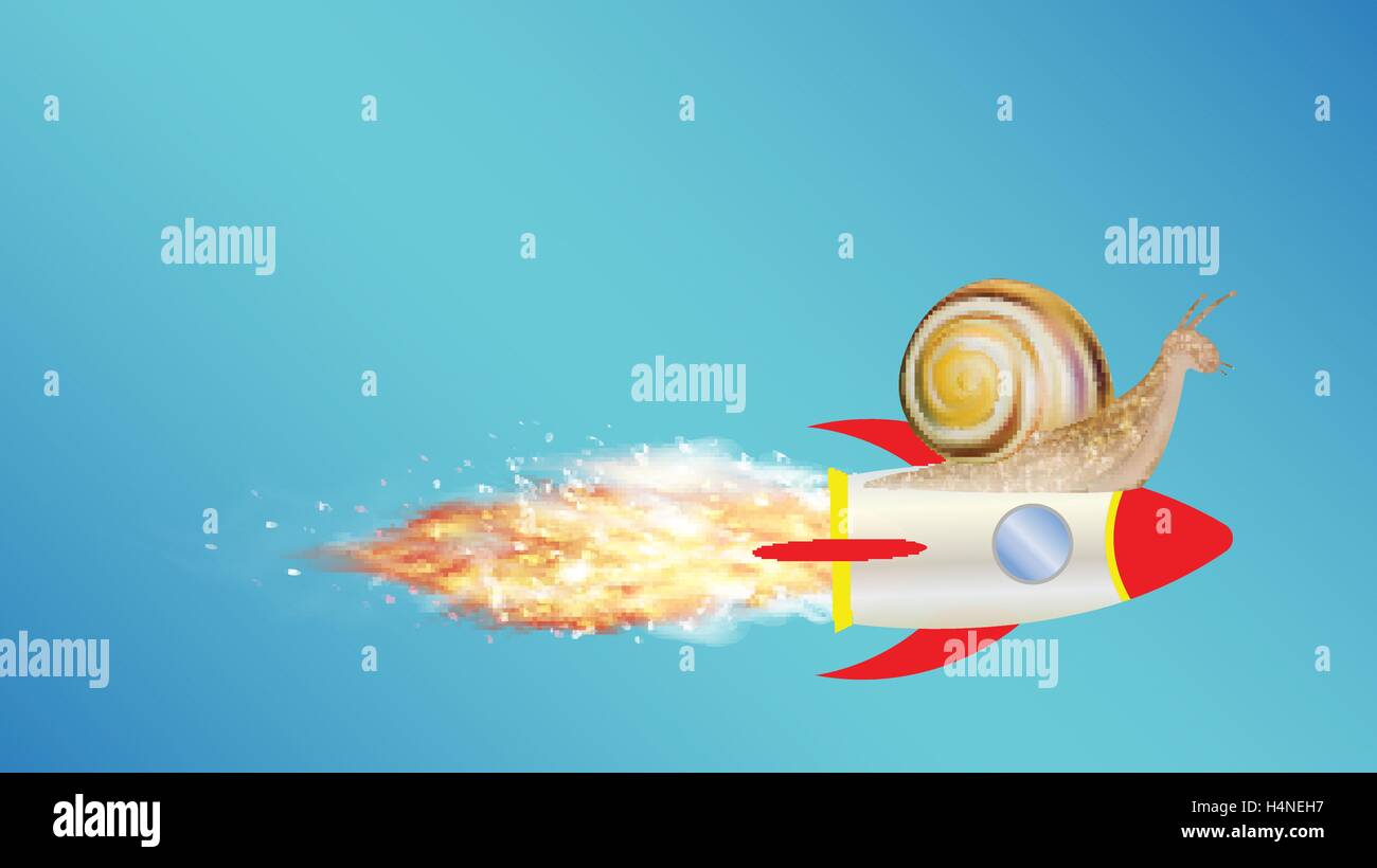 snail on a toy rocket Stock Vector