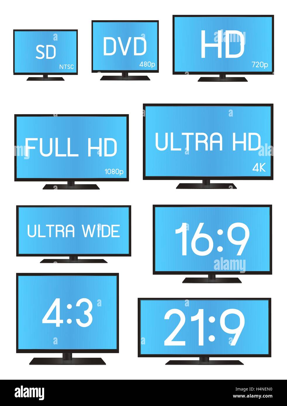 Standard Television Resolution Size Stock Vector
