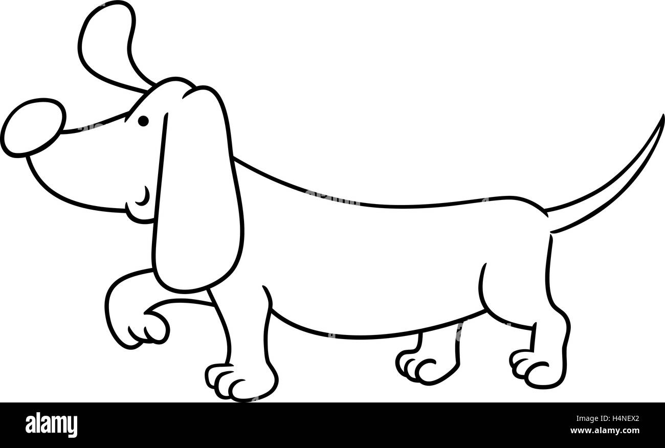 Black and White Cartoon Illustration of Funny Dachshund Dog Animal  Character Coloring Book Stock Vector Image & Art - Alamy