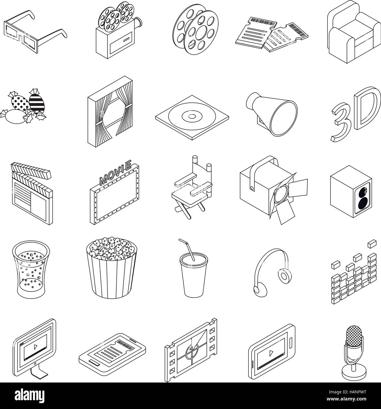 Cinema icons set, isometric 3d style Stock Vector Image & Art - Alamy