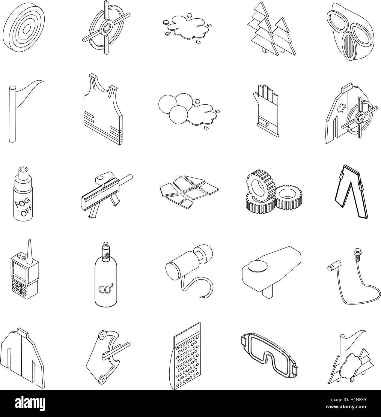 Paintball set icons Stock Vector Image & Art - Alamy