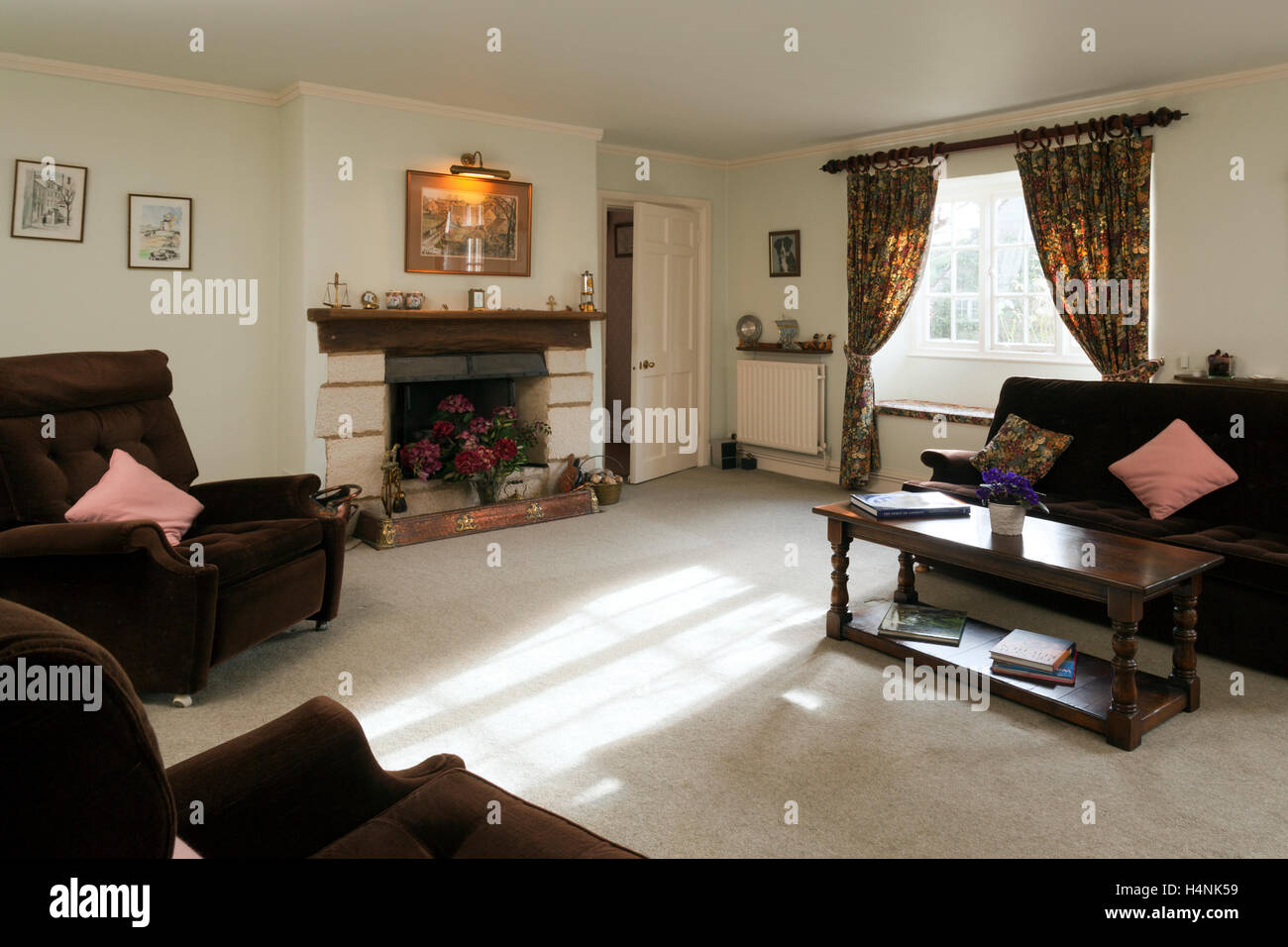 Large traditionally furnished sitting room. Stock Photo