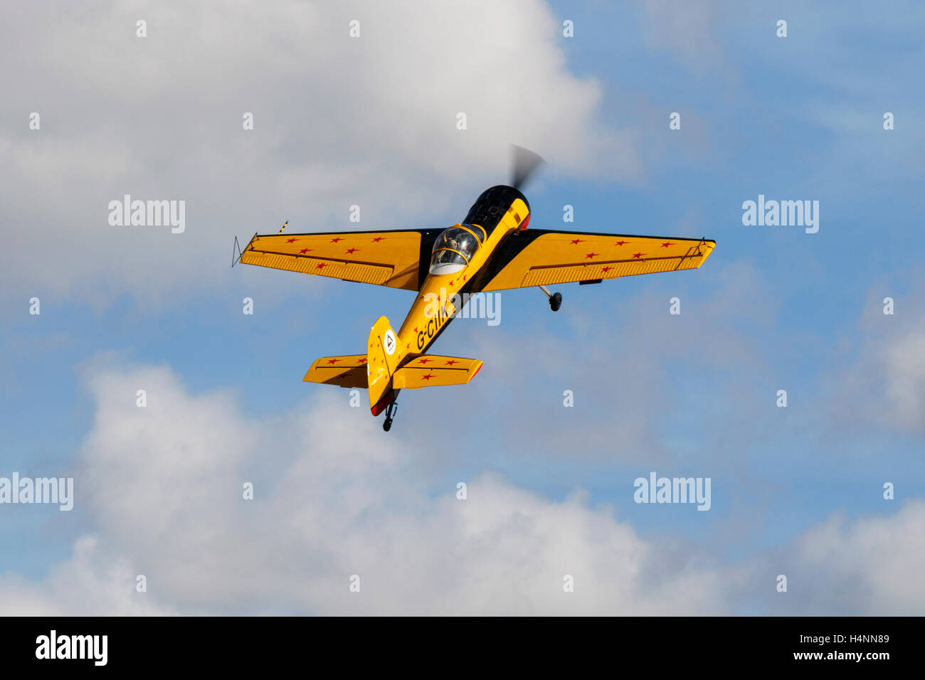 Yakovlev Yak-55 G-CIIK in flight at Breighton Airfield Stock Photo