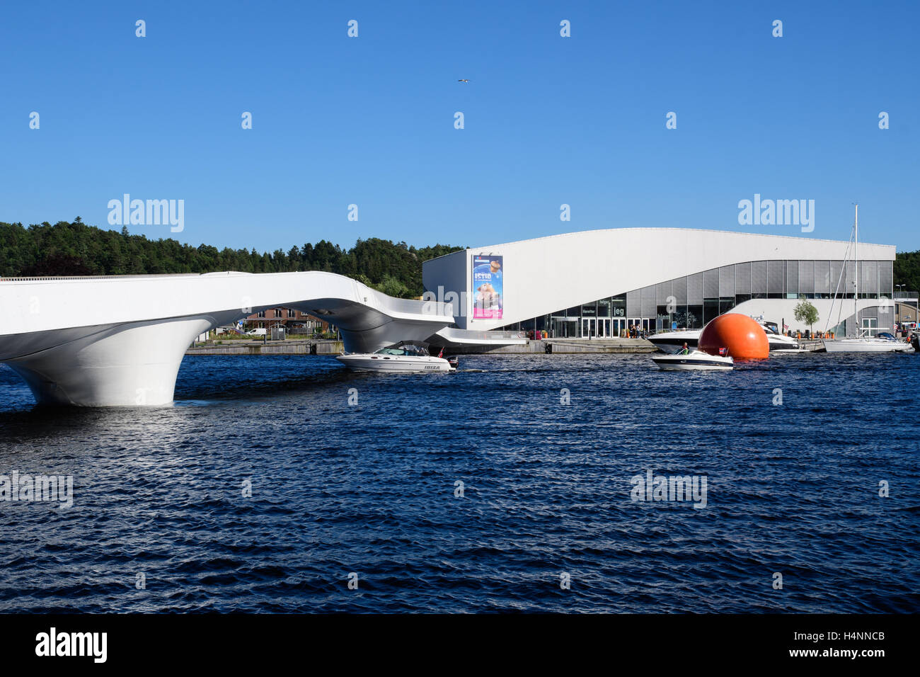 Footbridge in Mandal, Norway Stock Photo