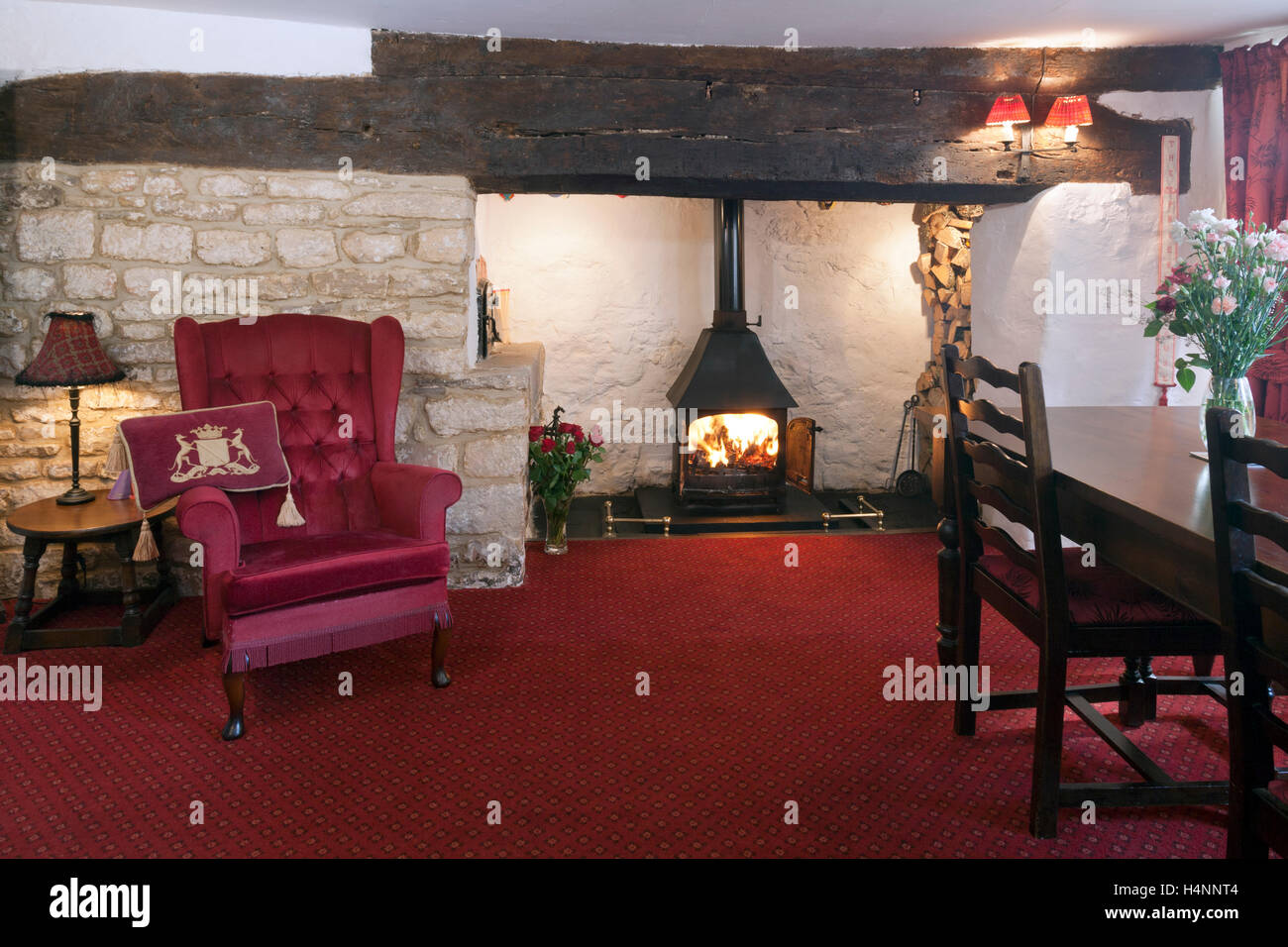 Massive Wooden Beams For A Large Old Fireplace In A Period Cottage