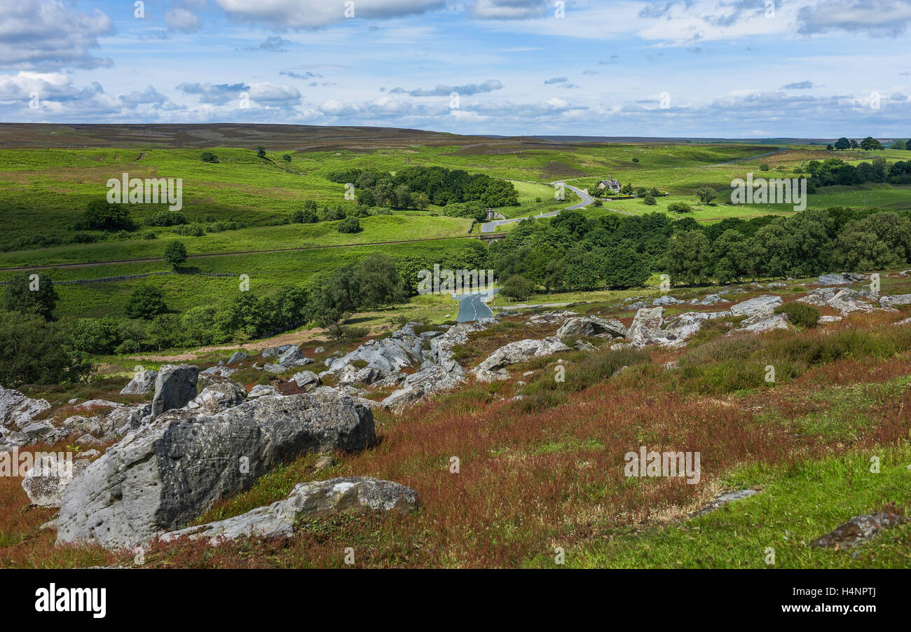 The North York Moors on a bright sunny morning with view of the ...