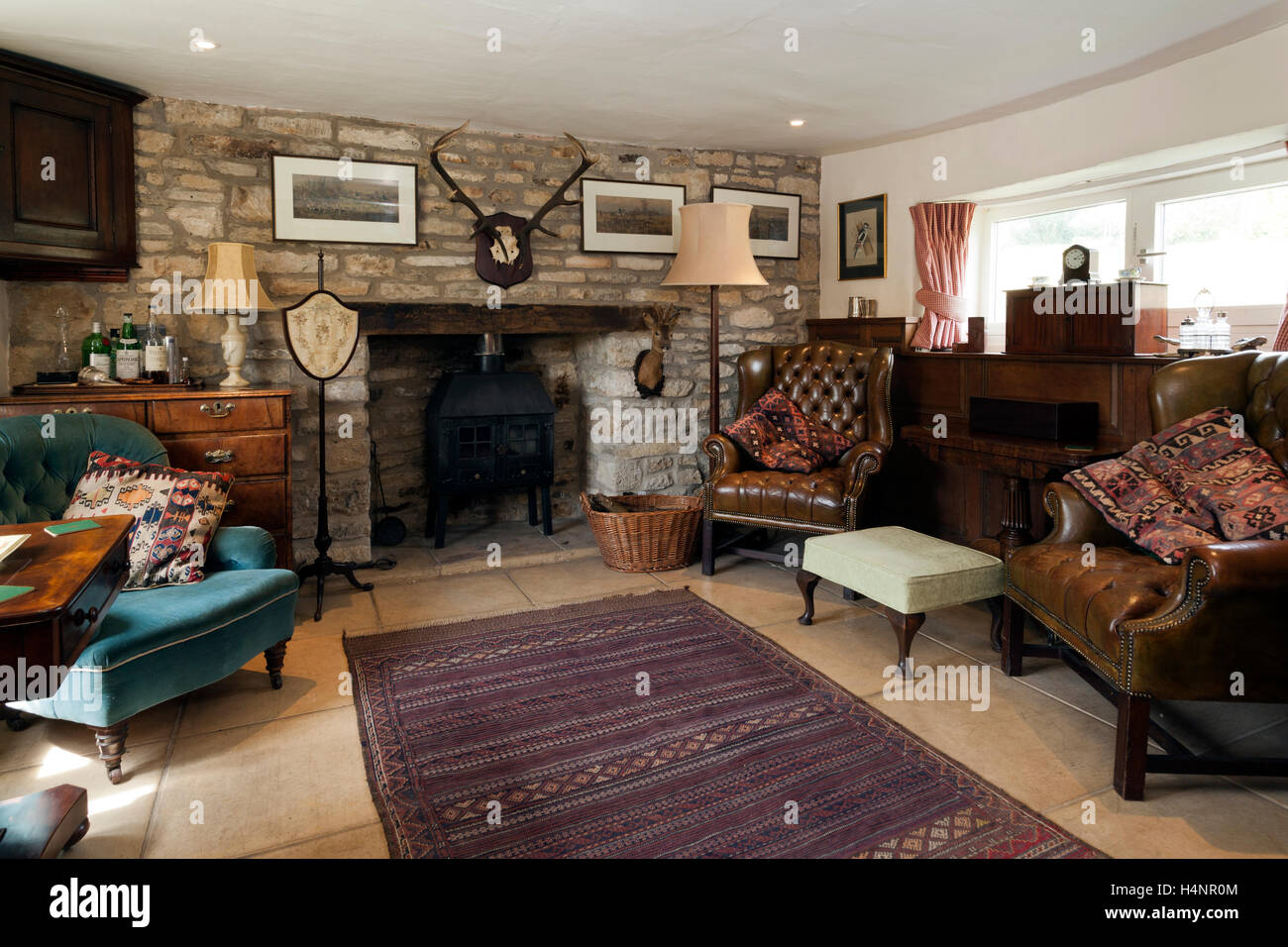 A traditionally furnished cottage sitting room Stock Photo