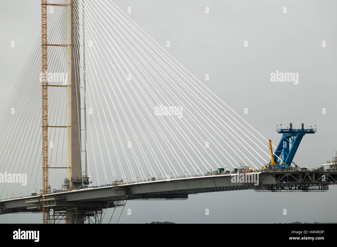 The Queensferry Crossing during construction, North Queensferry, Fife, Scotland. Stock Photo