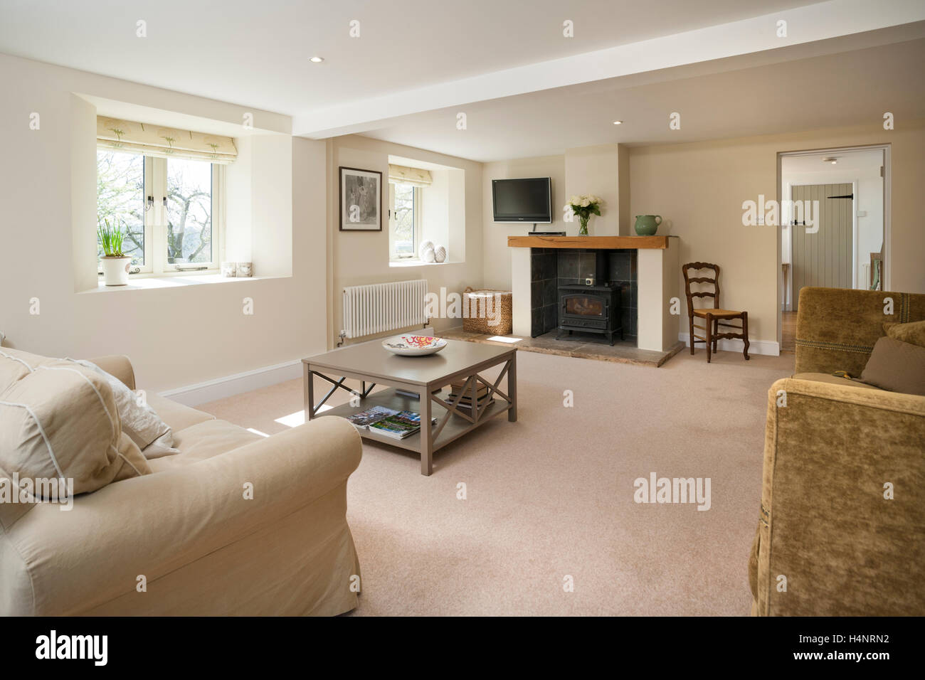 A minimally furnished period house sitting room Stock Photo