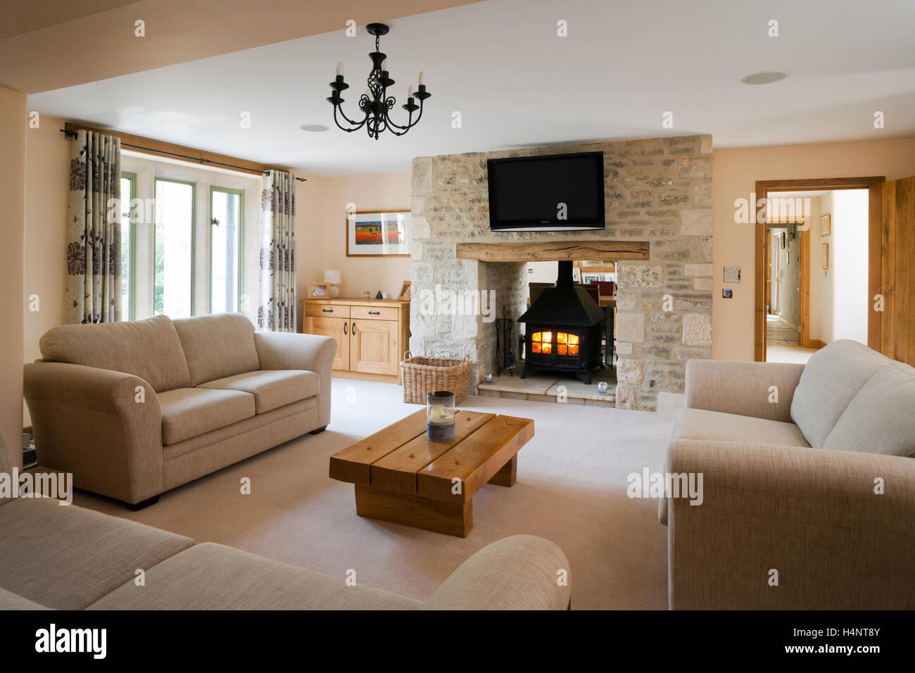 A Large Barn Conversion Sitting Room Stock Photo 123411259