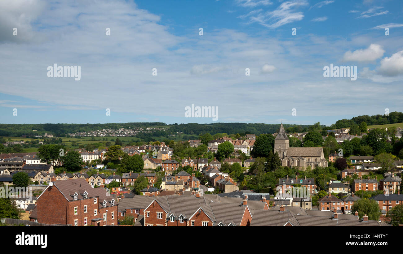 View over Stroud town, Gloucestershire, Cotswolds, UK Stock Photo