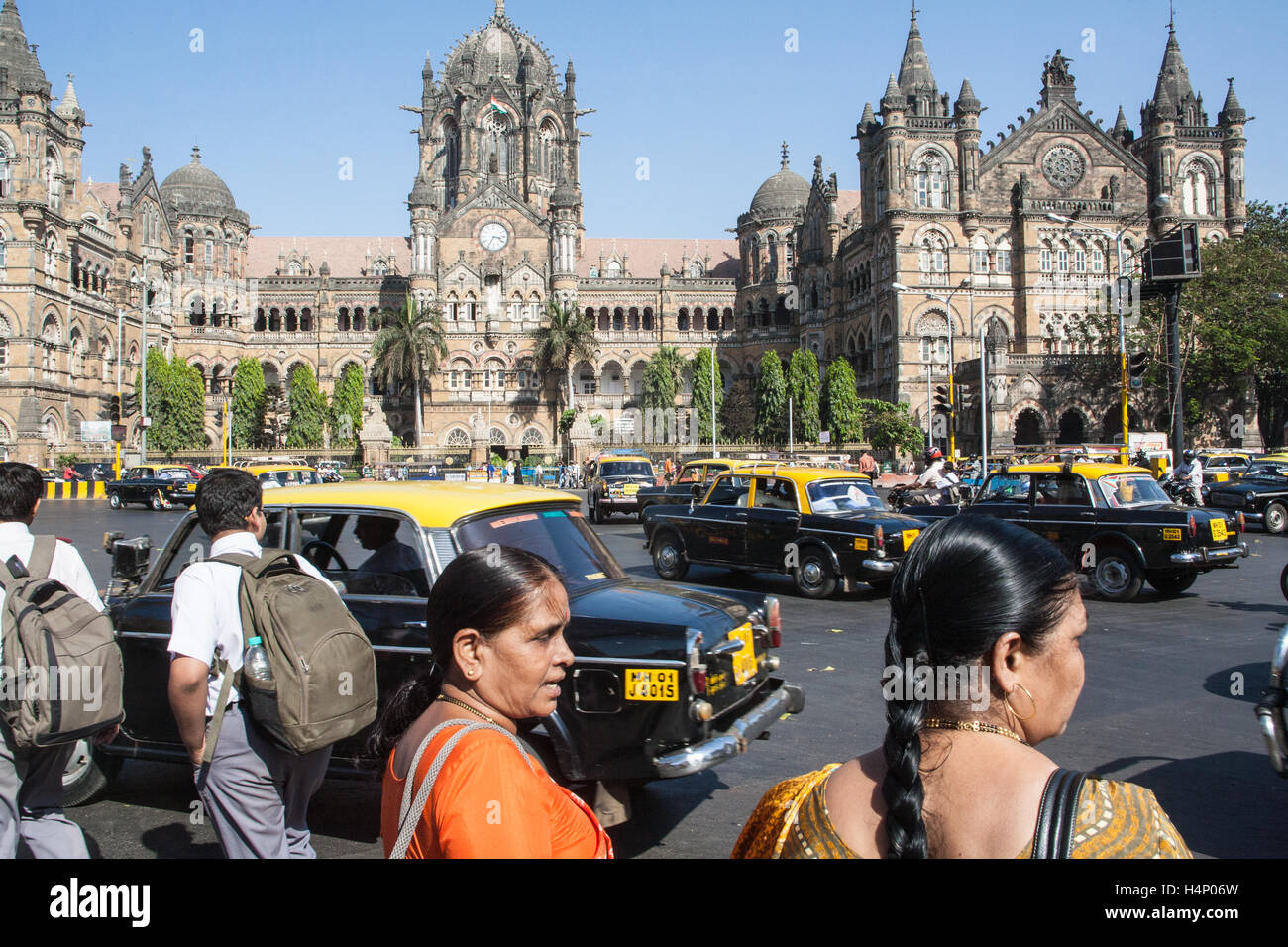 Chhatrapati Shivaji Terminus,CST, aka Victoria Terminus VT, train station,Mumbai,Bombay,Maharashtra,India,South,Asia. Stock Photo