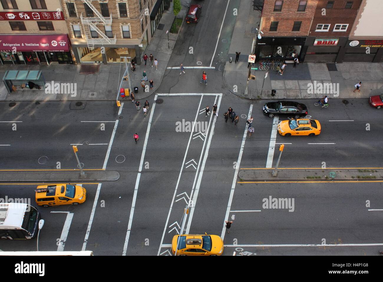 Traffic passing through the Bowery Street on September 4th, 2016 in New York City, New York. Stock Photo