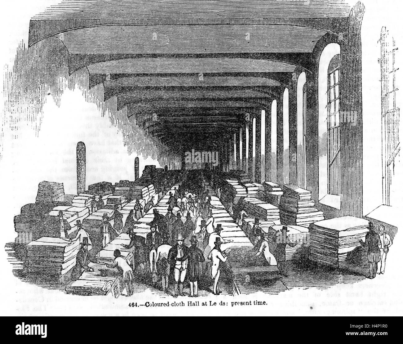 COLOURED TEXTILE SALES HALL IN LEEDS  about 1850 Stock Photo