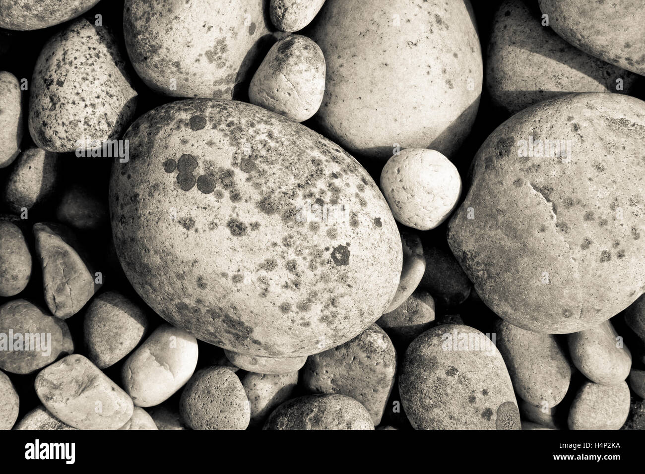 Monochrome image of pebbles. Stock Photo