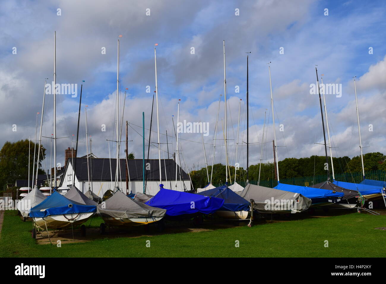 Boats and dinghies lined up at a sailing club Stock Photo Alamy