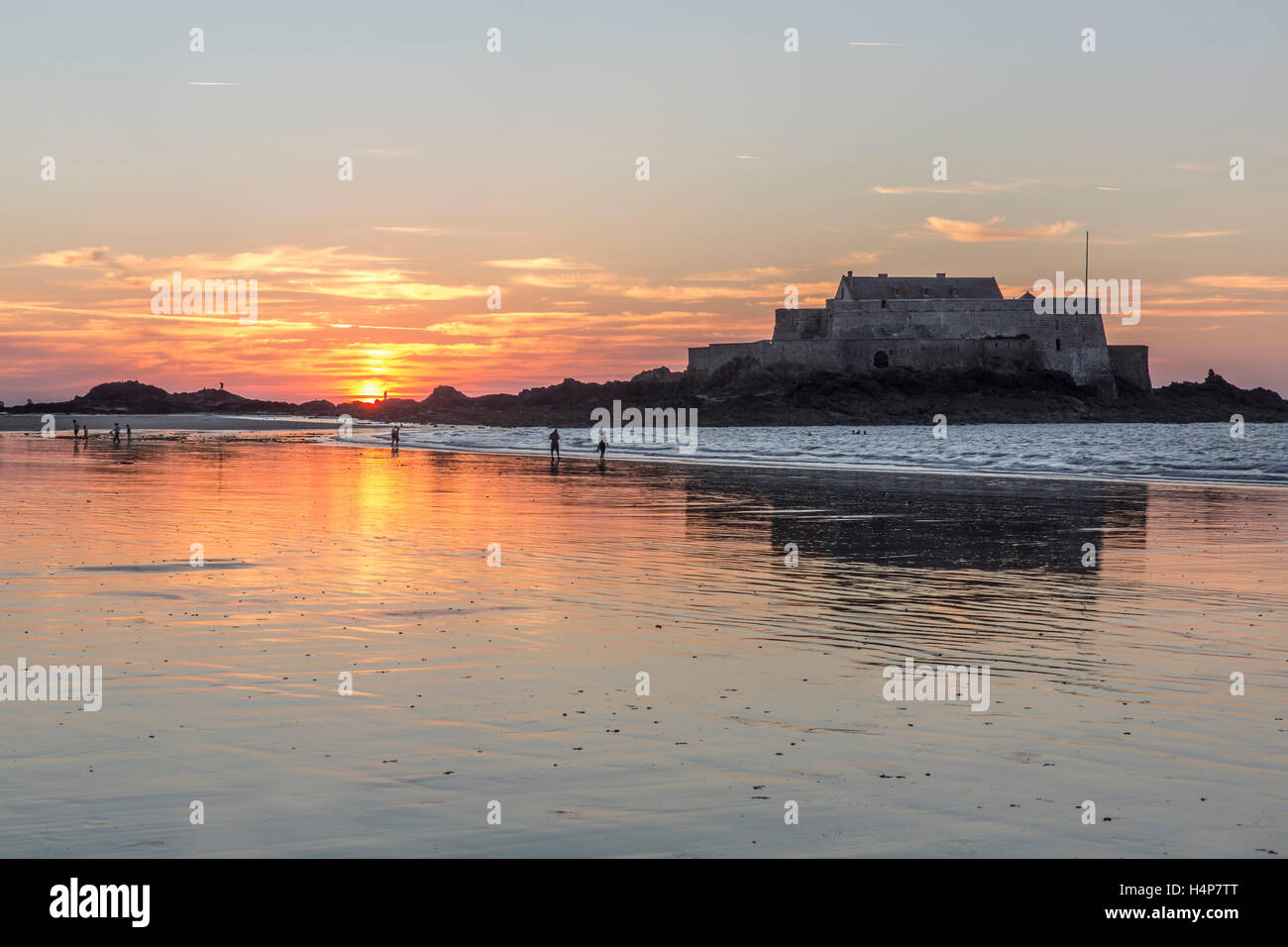 Sunset At Saint Malo In France Stock Photo 123420328 Alamy