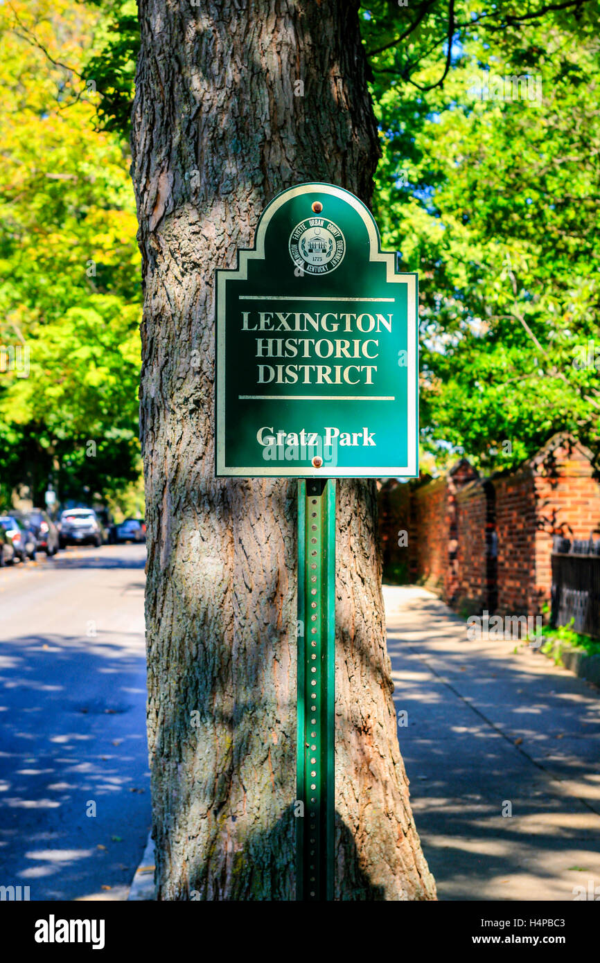 Lexington Historic District sign at Gratz Park Stock Photo Alamy