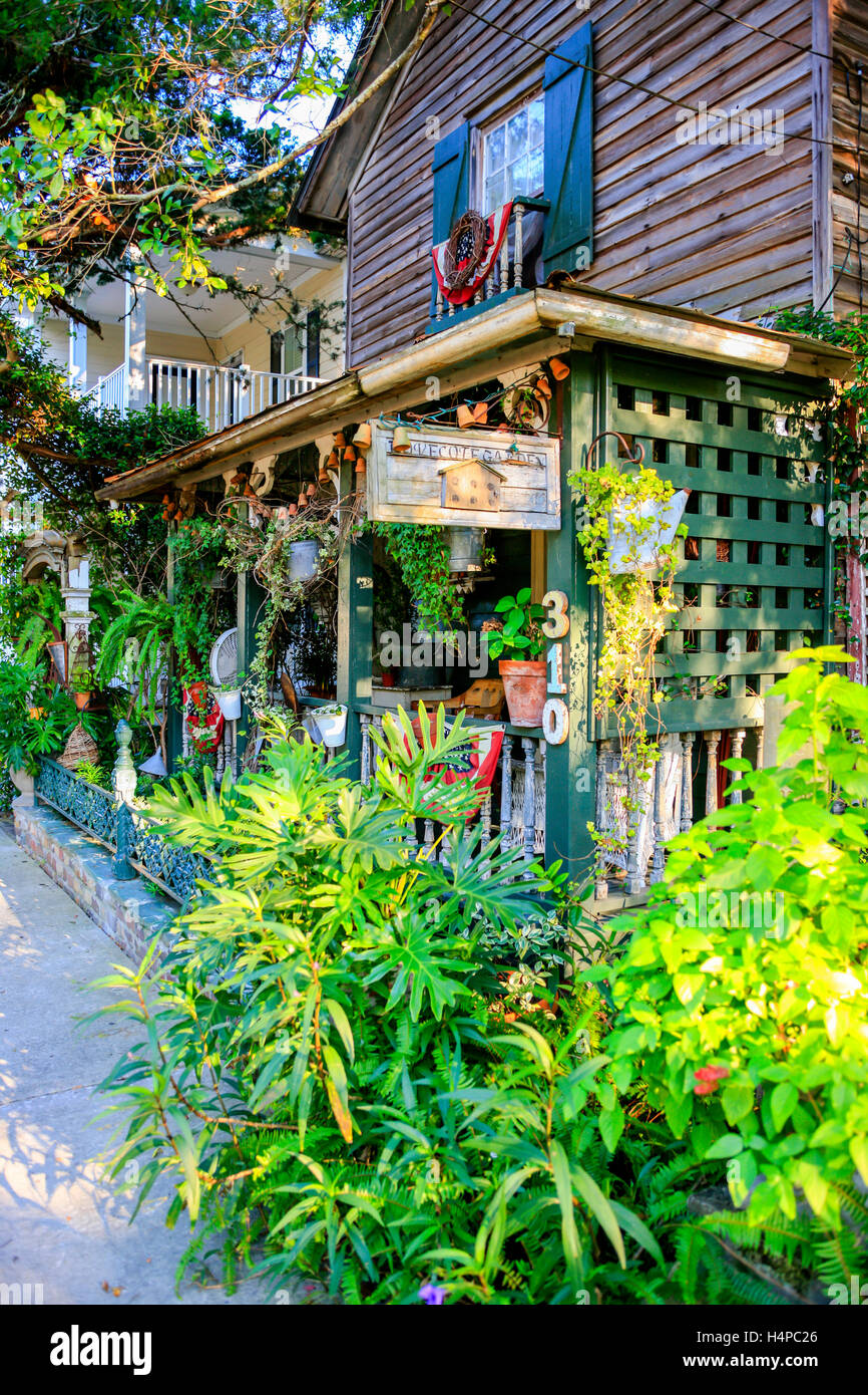 The Dove Cote Garden at 310 Ash Street in the historic district of Fernandina Beach City in