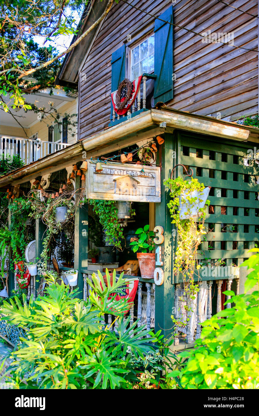 The Dove Cote Garden at 310 Ash Street in the historic district of Fernandina Beach City in