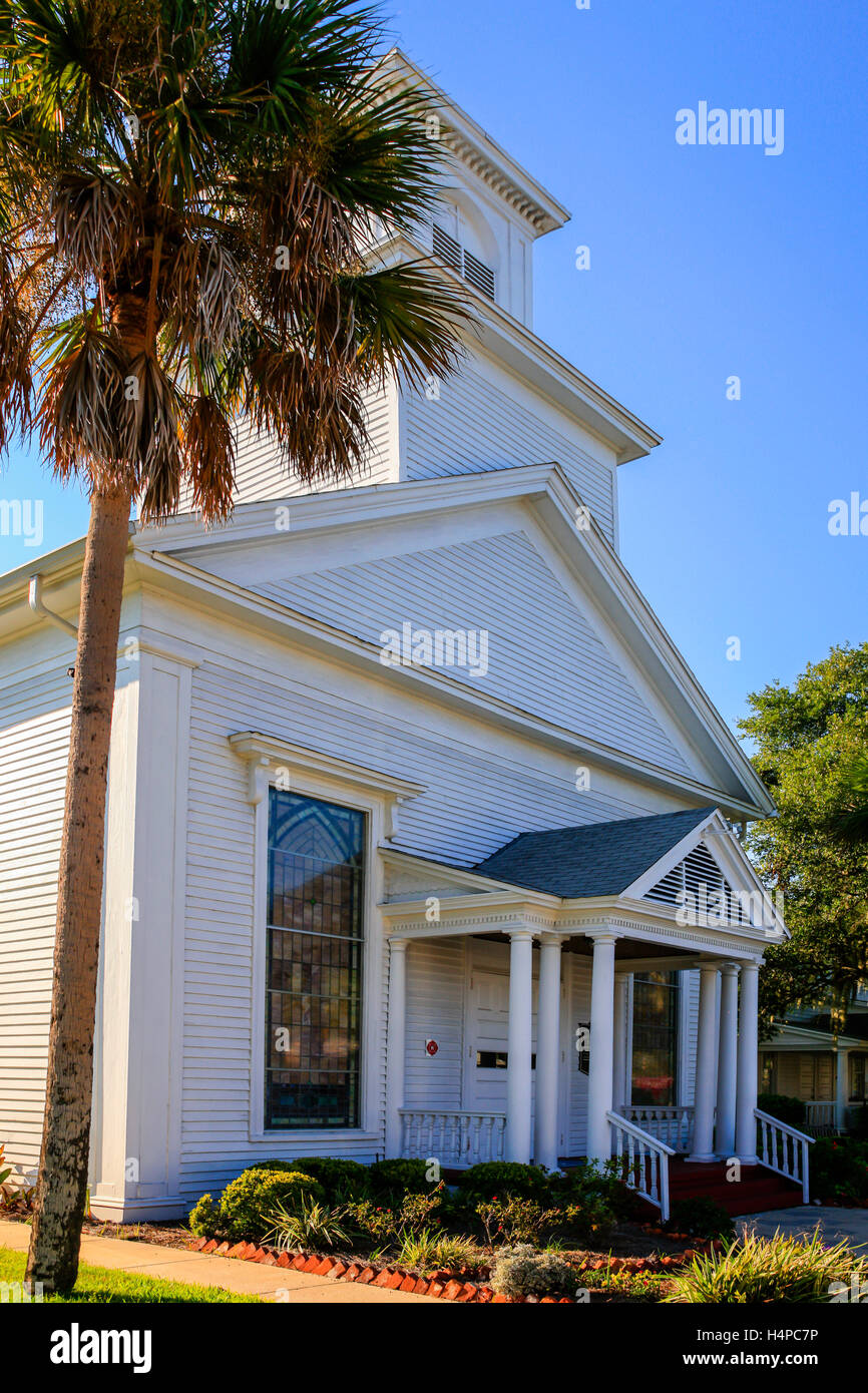 First Presbyterian Church on N 6th Street in the historic district of Fernandina Beach City in