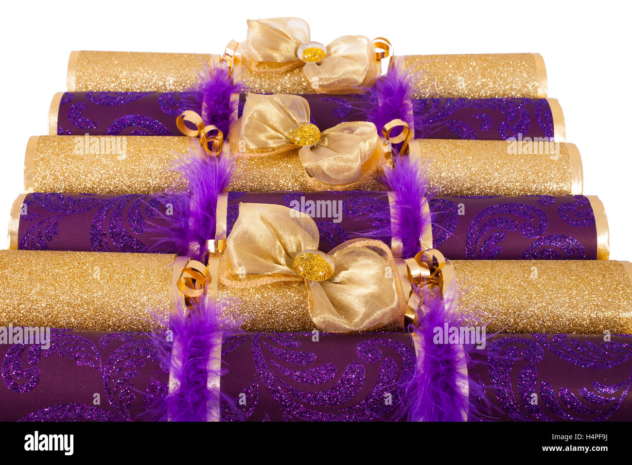 A studio shot of traditional Christmas Crackers or otherwise known as