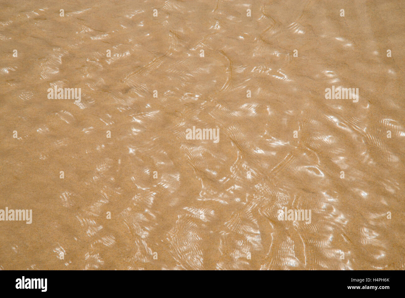 Ripples on sand viewed through the water. Stock Photo