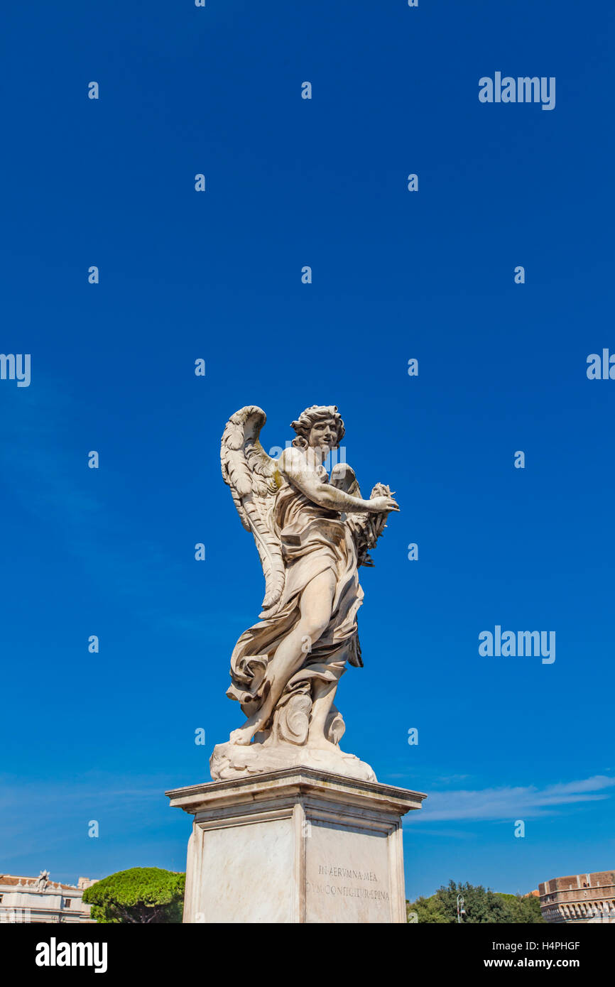 Baroque angel sculpture by Paolo Naldin in Rome, Italy Stock Photo