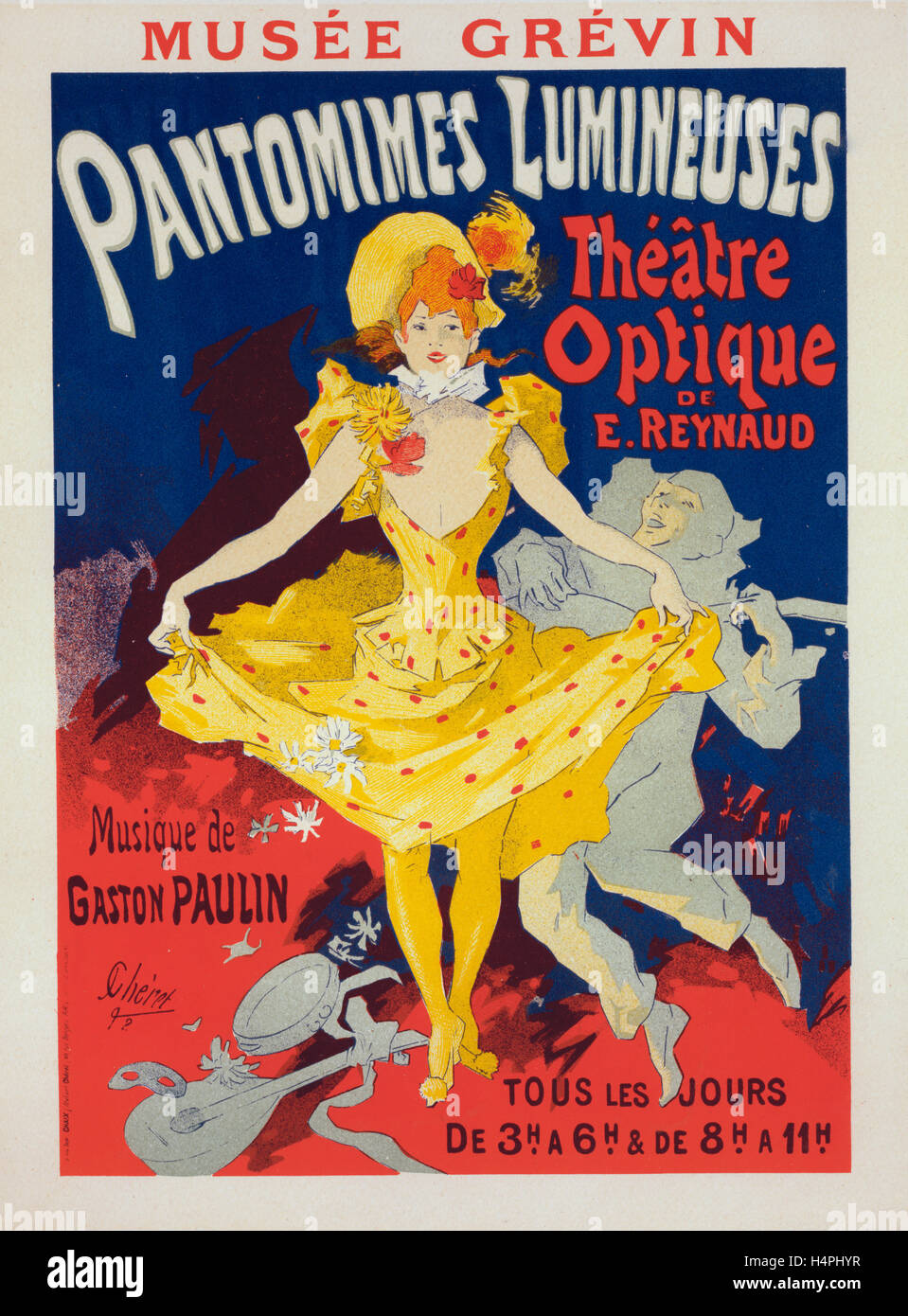 Poster for Musée Grévin, pantomimes lumineuses, Théâtre Optique de E. Reynaud, musique de Gaston Paulin. Jules Chéret, 1836-1932 Stock Photo