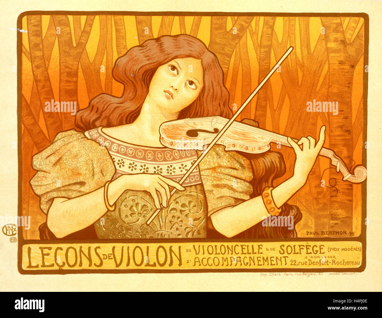 Poster for Leçons de Violon. The violin lesson, Berthon, Paul (1872-1909), Artist Stock Photo