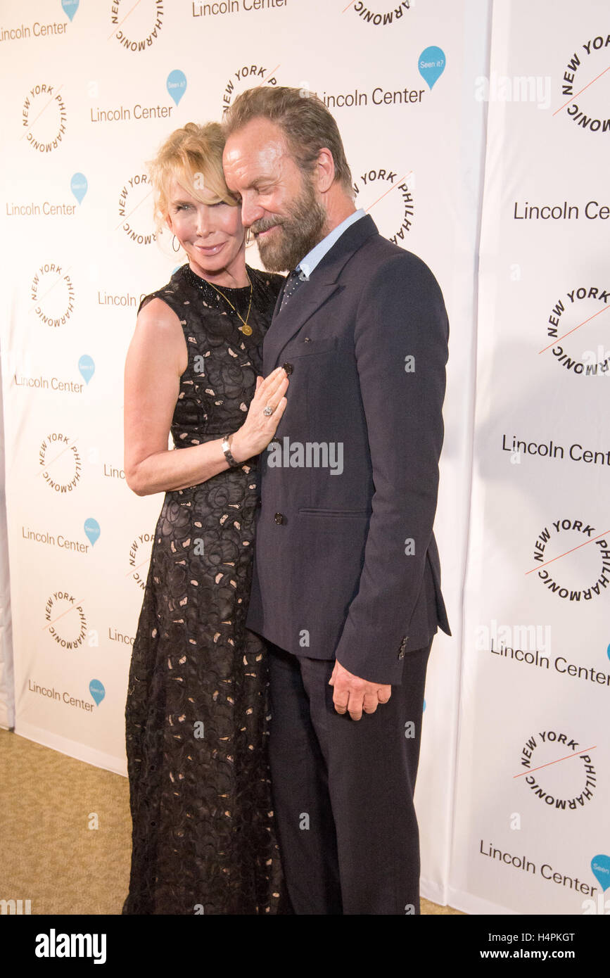 Sting and Trudie Styler attend Sinatra Voice for A Century Event at David Geffen Hall on December 3, 2015 in New York City. Stock Photo