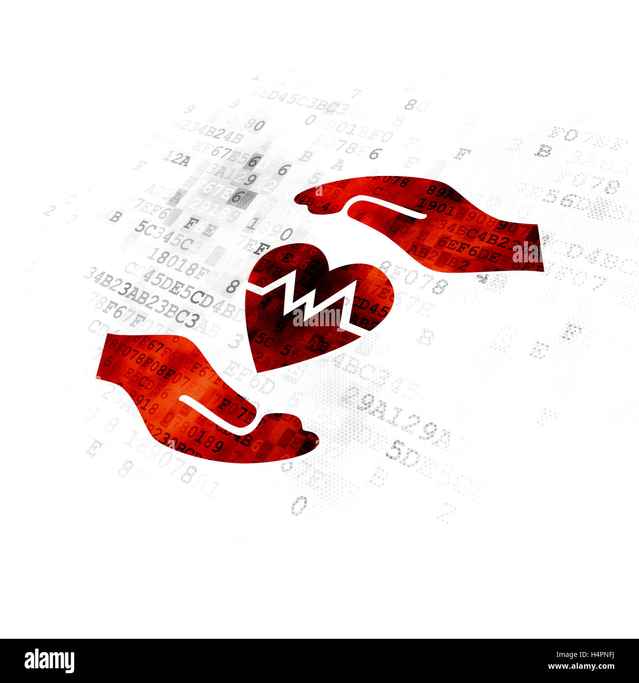 Insurance concept: Heart And Palm on Digital background Stock Photo - Alamy