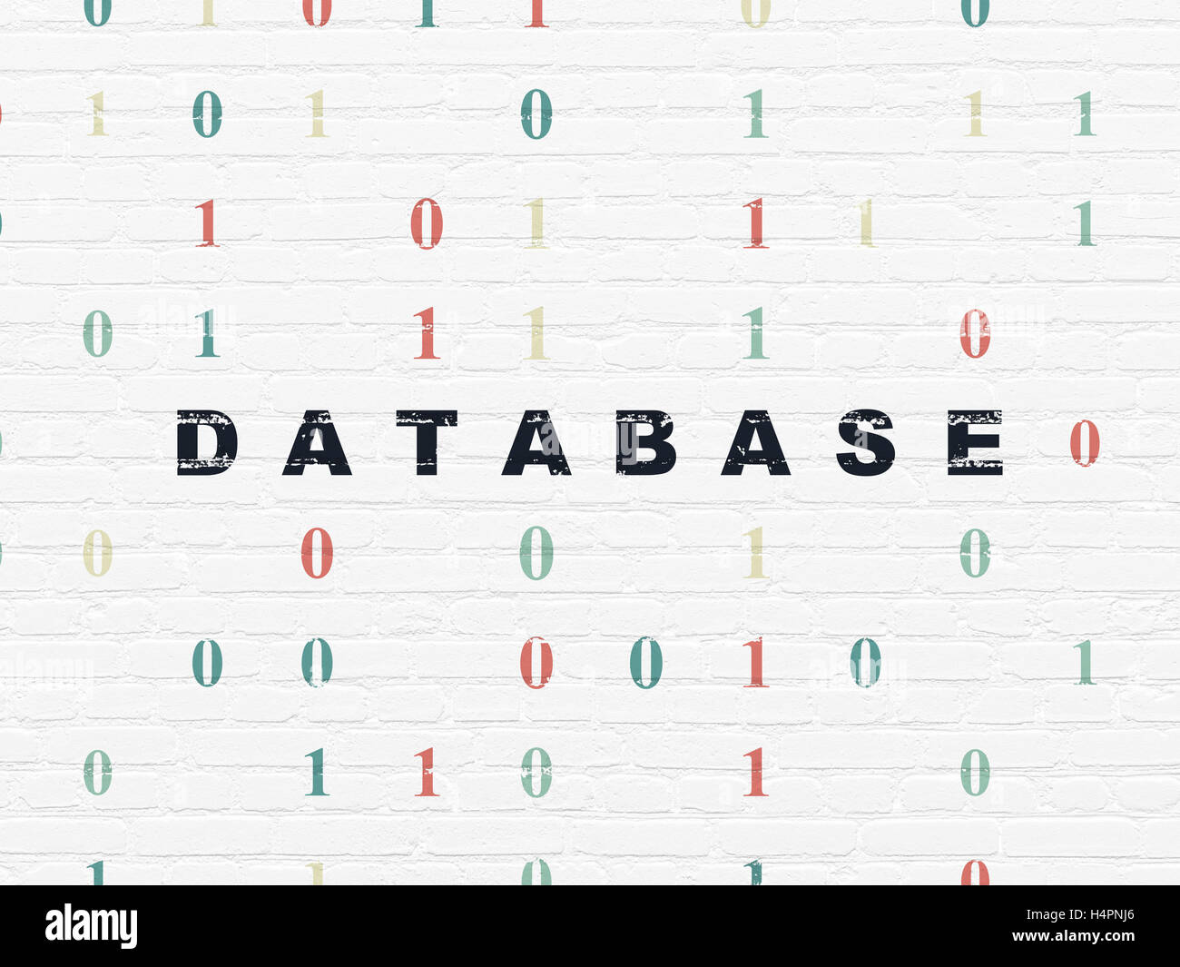 Software concept: Database on wall background Stock Photo - Alamy