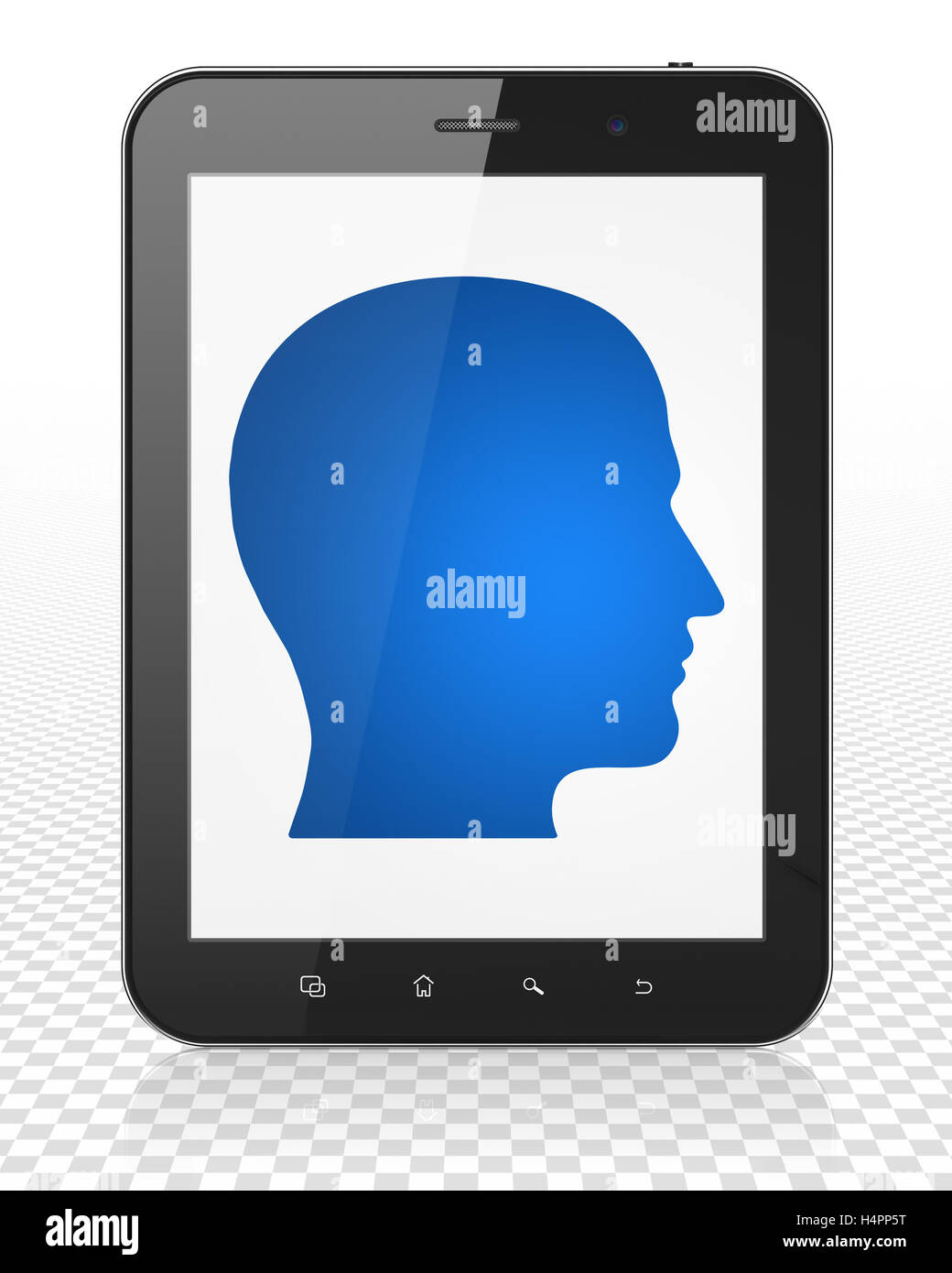 Learning concept: Tablet Pc Computer with Head on display Stock Photo ...