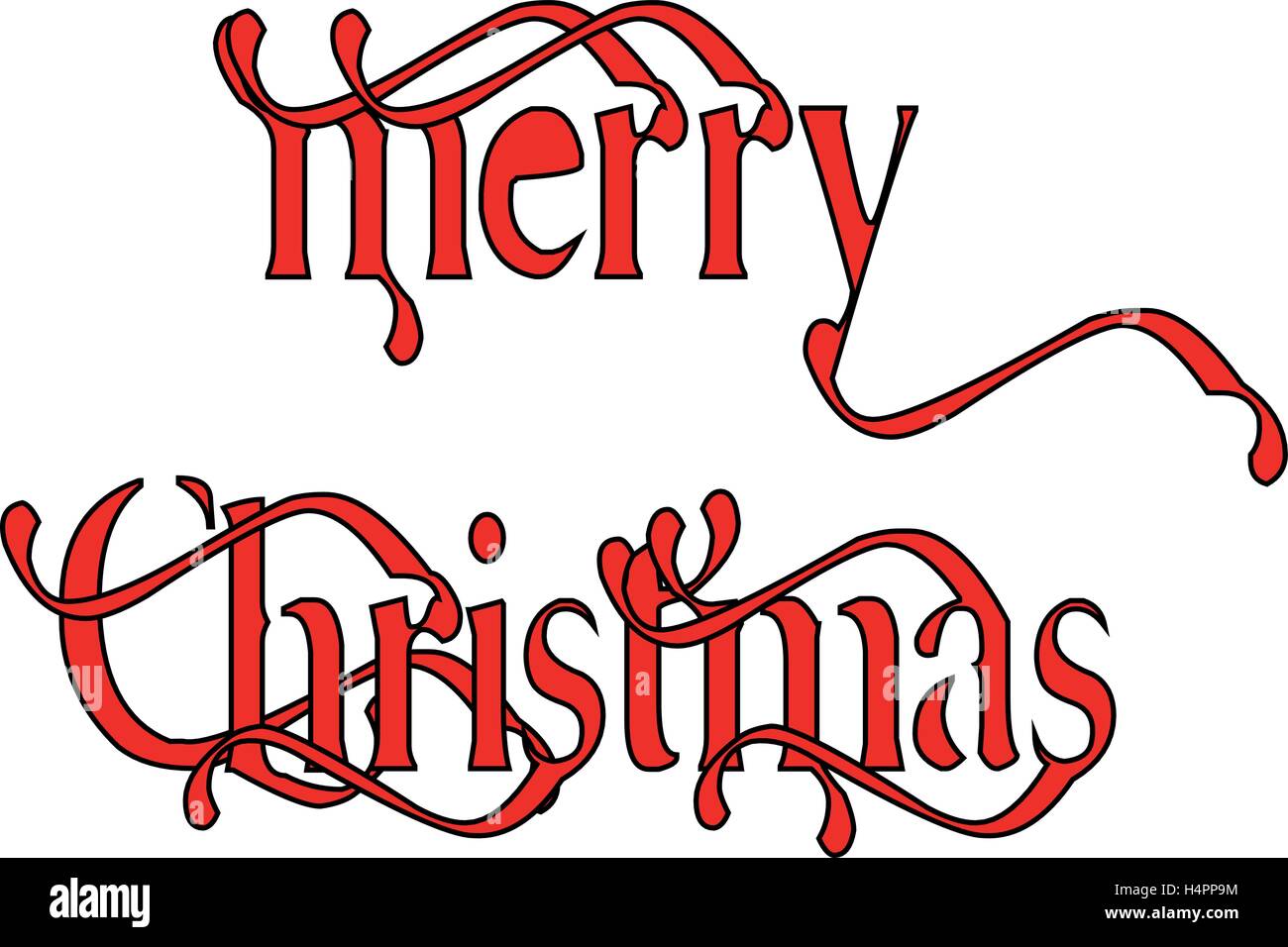 Merry Christmas writen in English written on a white Background Stock ...