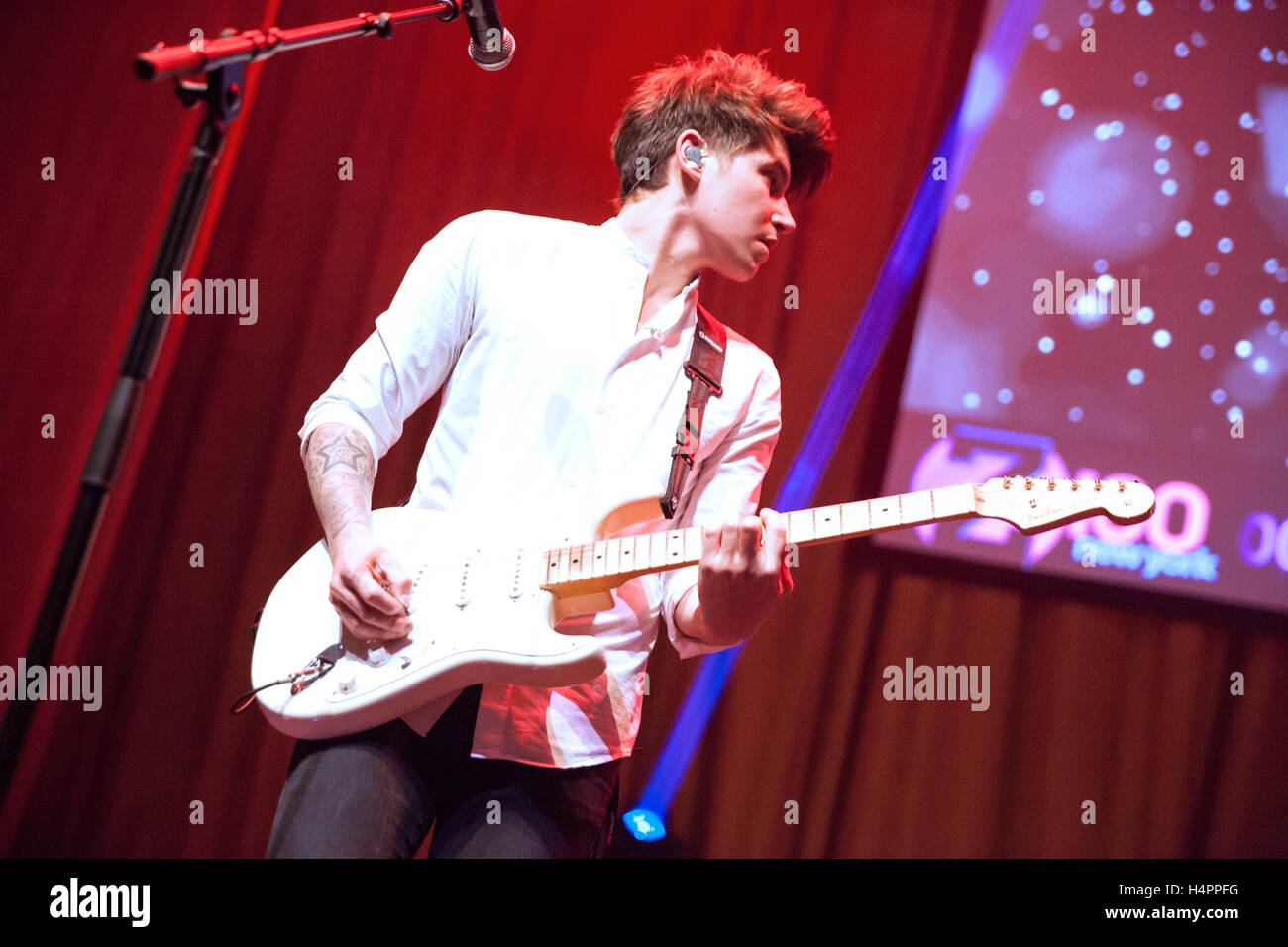 Charley Bagnall performing live in concert with Rixton at Z100 & Coca-Cola All Access Lounge in New York City on December 12th, 2014 Stock Photo