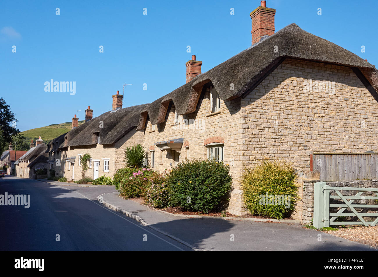 Traditional thatched cottages in the village of West Lulworth in Dorset, England United Kingdom UK Stock Photo